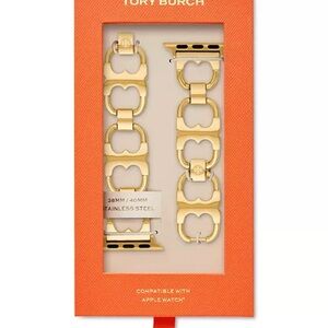 Tory Burch Double-T Link Band For Apple Watch®, Gold-Tone Stainless Steel